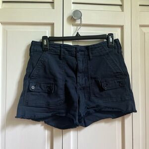 Women's Navy Cotton Shorts
